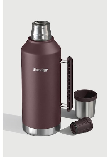 Stevig 1 Camper Klasik Kulplu Sızdırmaz Çelik Termos 2.2 Lt Dark Plum St-262 Bordo