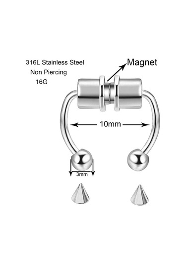 Suntek Paslanmaz Manyetik Yanlış Burun Gümüş-1-takım Gümüş - Mavi
