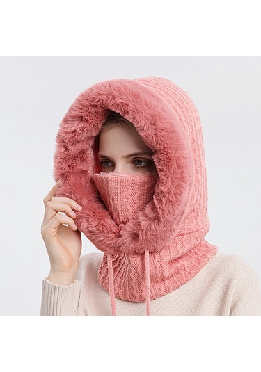 Ww Açık Havada Soğuğa Dayanıklı Kayak Şapkası, Yüz Maskesi, Tek Parça Soğuğa Dayanıklı Başlık - Açık Pembe