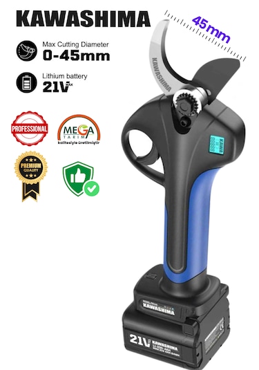 Kawashıma 45mm Akülü Budama Makası 21 Volt 4 Ah Çift Bataryalı Bel Taşımalı