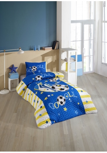 Kristal Legends Kapitone Nevresim Sarı Lacivert