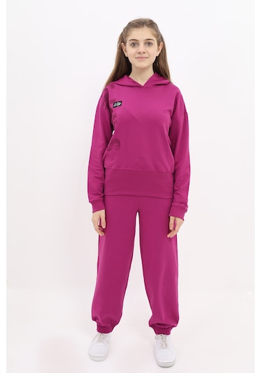 Toontoy Kız Çocuk Baskılı Eşofman Takım Mürdüm