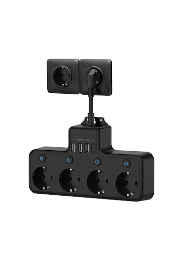 Cbtx Yeni Nesil 4000W 3 x USB, 1 x Type-C 8 in 1 Duvar Priz Termal Akım Korumalı Priz 4'lü