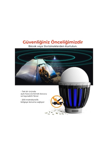 Bix Kl-01 Sivrisinek Kovucu Elektrikli Şarj Edilebilir Lamba - Siyah
