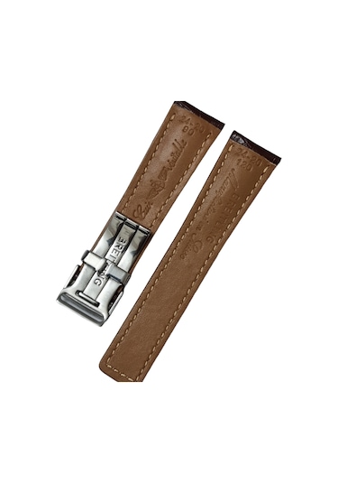 Breitling Tourbillon 24mm Klipsli Kahverenk Deri Saat Kordonu