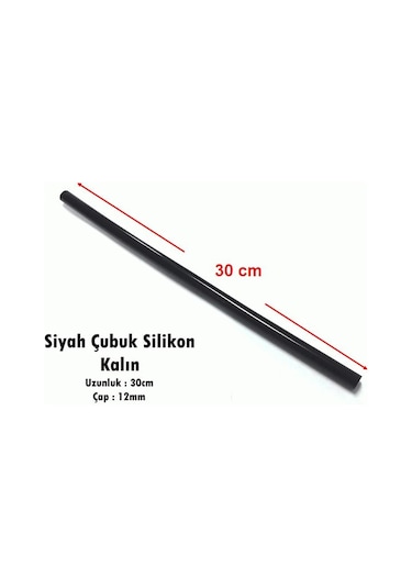 Silikon Çubuk 11.2 MM Kalın Siyah 30 CM - 10Adet