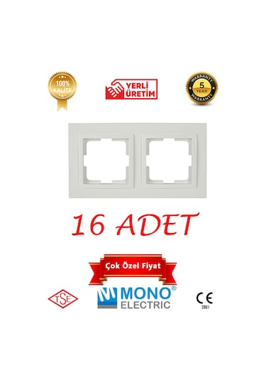 Beyaz İkili Çerçeve 16 Adet Mono Despina
