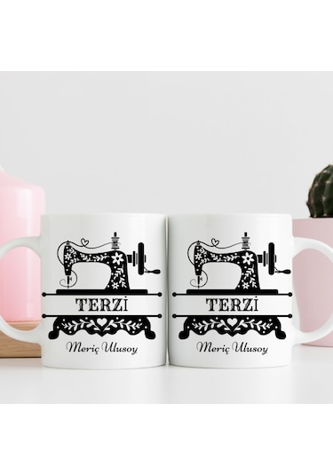Terzilere Özel Tasarımlı İsim Yazılabilir Hediye Kupa Bardak Renk