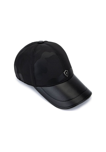 Tamer Tanca Erkek Deri & Tekstil Siyah Beyzbol Şapka 524 1143 Spk Sk25-26 Sıyah Kmflj Siyah Melanj