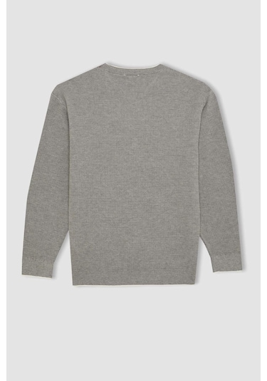 DeFacto %100 Pamuk Erkek Çocuk Gri Bisiklet Yaka Basic Düz Triko Kazak U8991A624AUGR210 DeFacto %100 Pamuk Erkek Çocuk Gri Bisiklet Yaka Basic Düz Triko Kazak U8991A624AUGR210