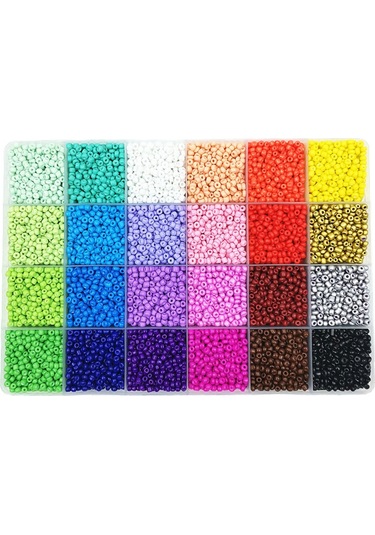 Reedark 24 Renkli Cam Boncuk Seti - Dıy Kolye Ve Bileklik Yapımı İçin 4000 Adet 4mm Boncuk Diğer