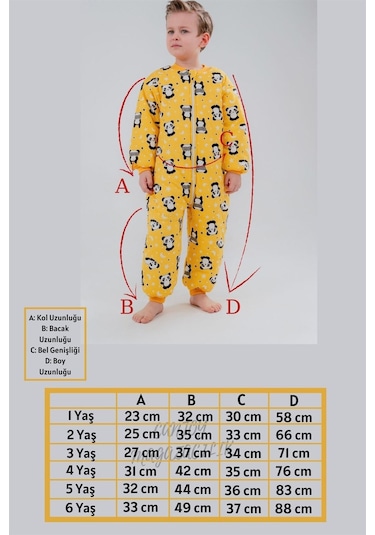 Kız Erkek Çocuk Kalın Elyaf Dolgulu 2.5 Tog Desenli Uyku Tulumu-sarı Sarı