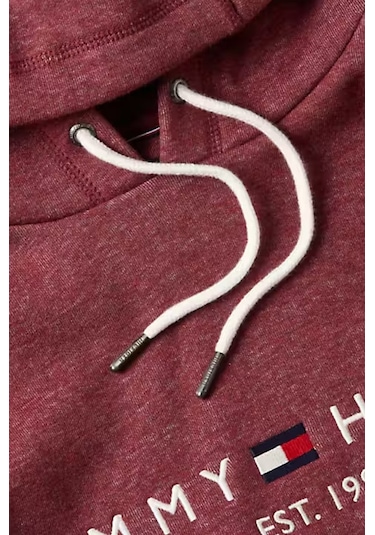 Erkek Kapüşonlu Logo Baskılı Sweatshirt - Bordo Deep Rouge Heather