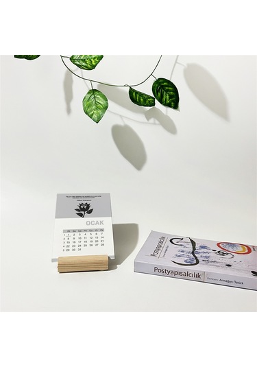 Çiçek Temalı Ahşap Standlı Poster Masaüstü Takvimi-2230