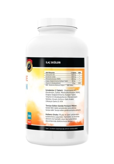 Glukozamin Kondroitin Msm Kolajen Vitamin D 300 Tablet X 3 Kutu
