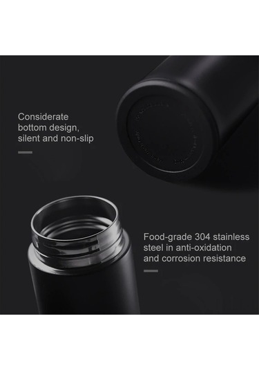 Leezsing 500ml Isı Yalıtımlı Matara - 24 Saat Sıcak/soğuk Tutar, 304 Paslanmaz Çelik İç, Ergonomik Siyah