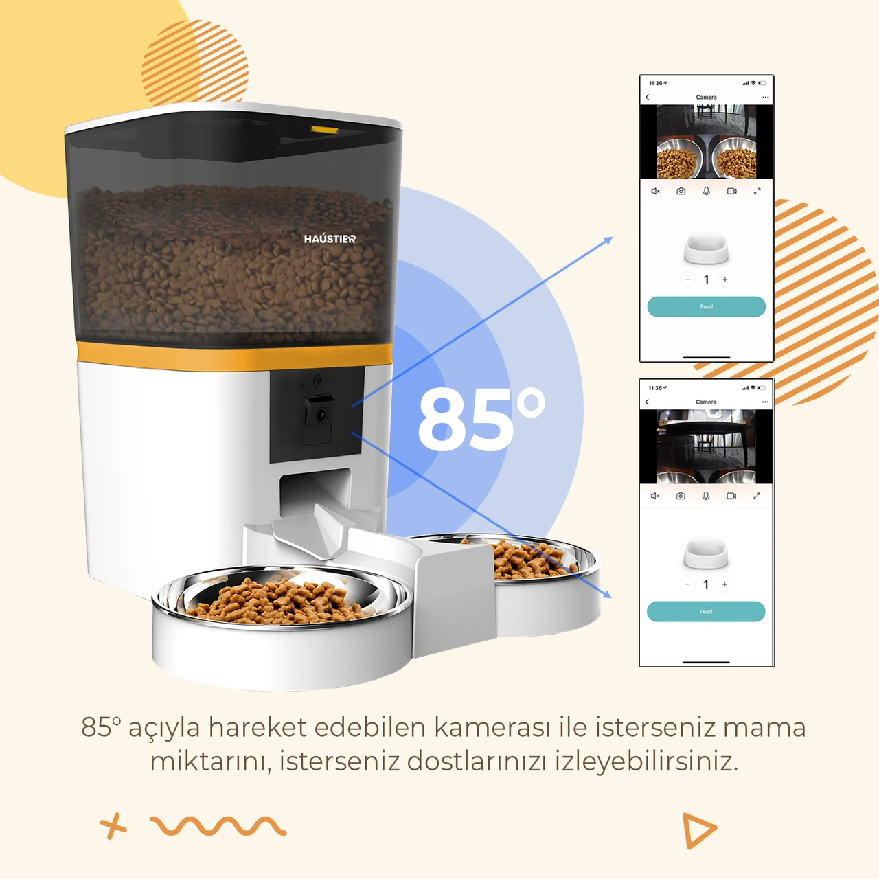 Haustier Qq009-d 1080p Fhd Kameralı, Akıllı Mama Kabı