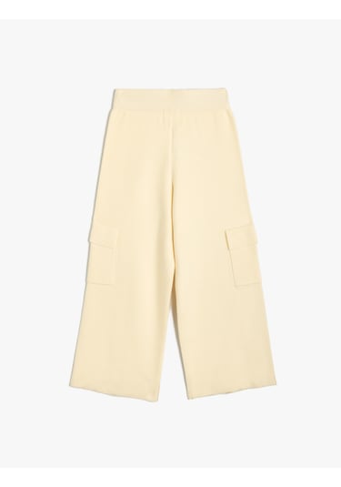 Koton Basic Bol Paça Pantolon Kargo Cep Detaylı Bej 5wkg40001at Ekru
