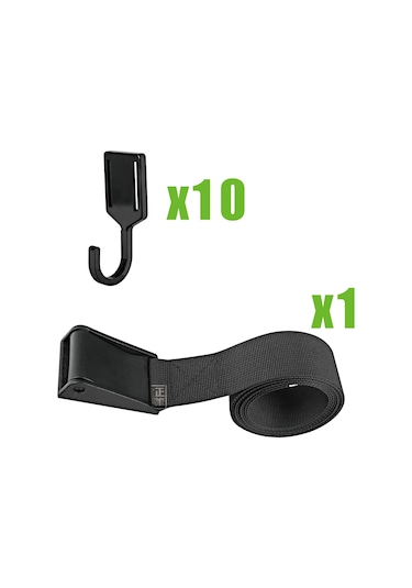 Youtek Kamp Ve Doğa Etkinlikleri İçin Siyah Dikişli Askı - 10 Tane Halka İle Dayanıklı Ağaç Takımı Siyah