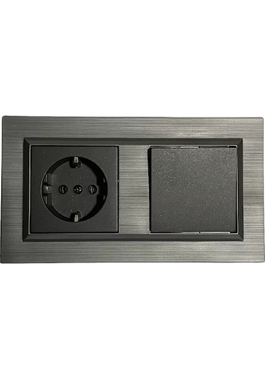 Quantum Manyetik Gri 2'li Set Topraklı Priz + Anahtar
