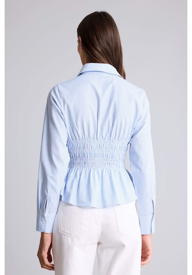 Defacto Fıtted Çizgili Poplin Gömlek H0347ax26spbe306 Mavi-be306