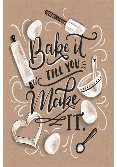 Dijital Baskılı Dekoratif Kaymaz Taban Yıkanabilir Bake Make It Desenli Halı Mutfak Halısı Yolluk Salon Halısı Krem