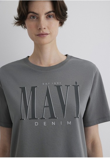 Mavi - Mavi Logo Baskılı Gri Tişört 1611990-70122 Gri