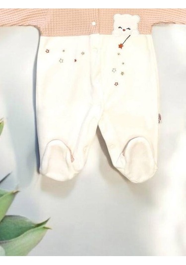 Kız Bebek Kışlık Ayıcık Desenli Tulum-15070 Ekru