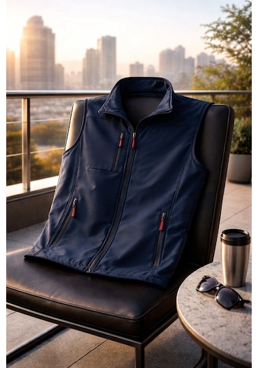 Vatan Tekstil Dik Yaka Slim Fit 3 Cepli Softshell Erkek Yelek Su İtici Kumaş Lacivert Vatan Tekstil Dik Yaka Slim Fit 3 Cepli Softshell Erkek Yelek Su İtici Kumaş Lacivert