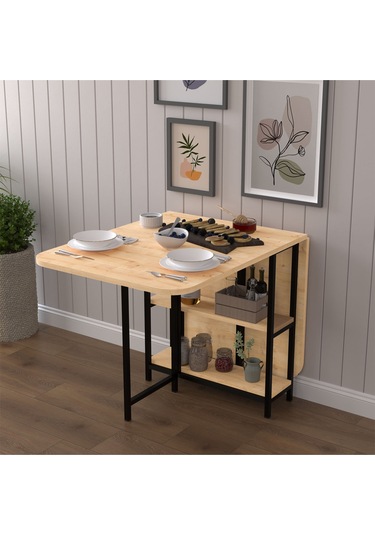 Metal Ayaklı Katlanır Mutfak Masası Km-31 Safir Meşe Safir Meşe