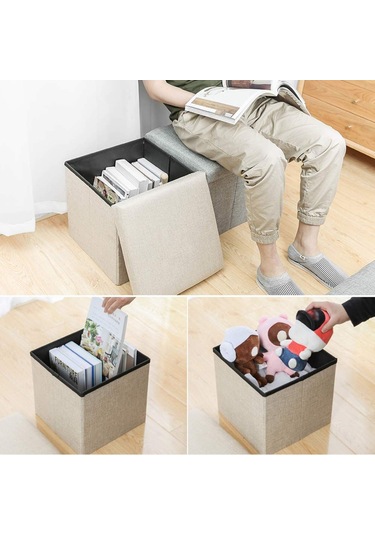 Sones Ana Sayfa Katlanabilir Kumaş Saklama Sandalyeleri Çok İşlevli Kare Kanepe, Renk: Göl Mavisi