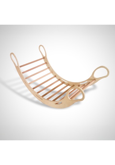 Xl Montessori Ahşap Pikler Halkası Ve Beyaz Minder Beyaz