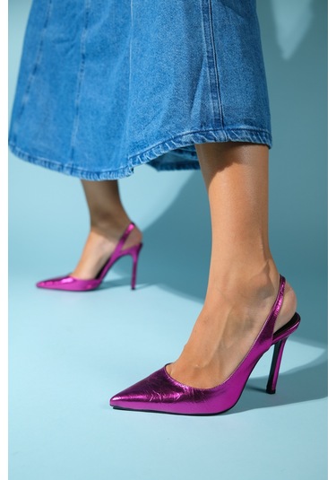 Twine Metalik Fuşya Kadın Topuklu Ayakkabı Fuşya