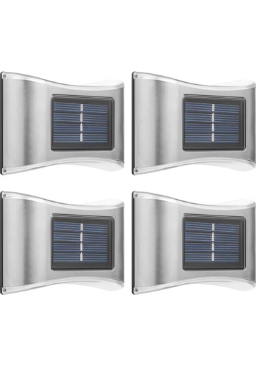 Monyee Güneş Enerjili 4'lü Led Duvar Lambası - Dış Mekan İçin Ip65 Su Geçirmez, Çelik Yapı, Beyaz Işık, Bahçe Ve Bahçe Aydınlatması Beyaz