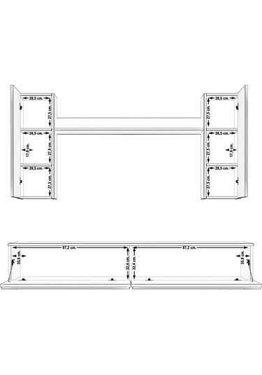 Decoraktiv Eko 5d Mdf Std Tv Ünitesi Tv Sehpası Beyaz - Siyah Mermer
