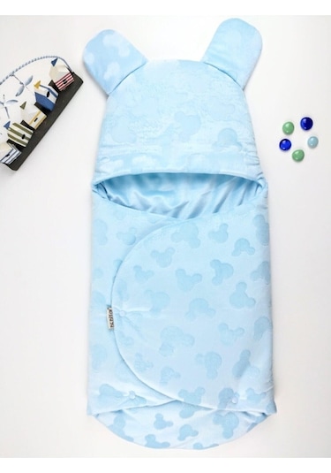 Mavi Ayıcık Desenli Velboa Kundak Karışık