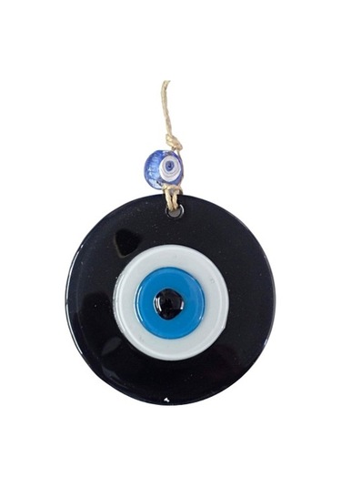 Siyah Nazar Boncuklu Duvar Süsü 10 Cm Cam Duvar Dekoru