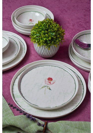 Heda Porselen Ebrusu 18 Parça 6 Kişilik Porselen Yemek Takımı