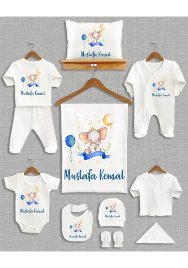 Bebeqon Çanta İsme Özel Hastane Çıkışı Set 12 Parça Ekru