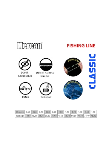 Mercan Classıc 1000 M. Yeşil Çile Misina