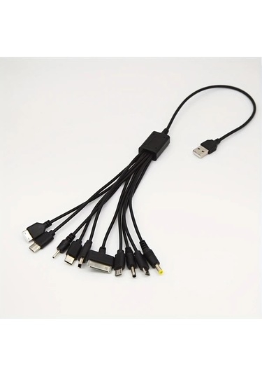 Chuangyinshop Siyah 10'u 1 Arada Premium Şarj Kablosu Akıllı Telefonlar Ve Cihazlar İçin