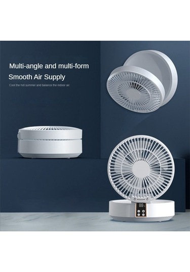 Uzaktan Kumandalı Kablosuz Sirkülasyonlu Hava Soğutma Fanı Led Işıklı Katlanabilir Elektrikli Duvara Monte Fan Masaüstü Fan Mavi Z5mj79 Renkli