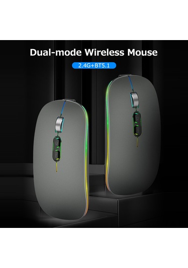 Tenfowee M103 Çift Modlu 2.4g+bt5.1 Kablosuz Mouse, Sessiz Ofis Kullanıma Uygun, 3 Seviye Dpı Ayarlı 800-1200-1600 , 500mah Şarj Edilebilir Pil, Gümüş Rengi