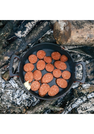 Lava Yuvarlak Kulplu Tava ve Ahşap Altlıklı. Çap(Ø) 20cm. -