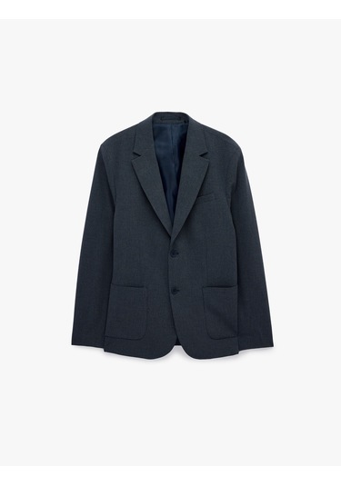 Koton Regular Fit Uzun Kollu Cepli Düğmeli Gömlek Yaka Blazer Ceket Lacivert 6sam50005nw