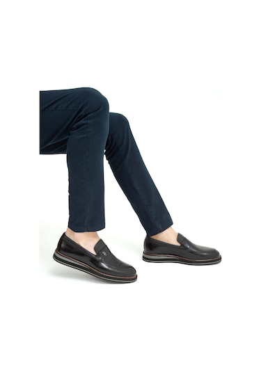 Tamer Tanca Erkek Hakiki Deri Siyah Açma Casual Ayakkabı 183 20067 Erk Ayk Sk22/23 Syh Acma/syh Gyk Siyah