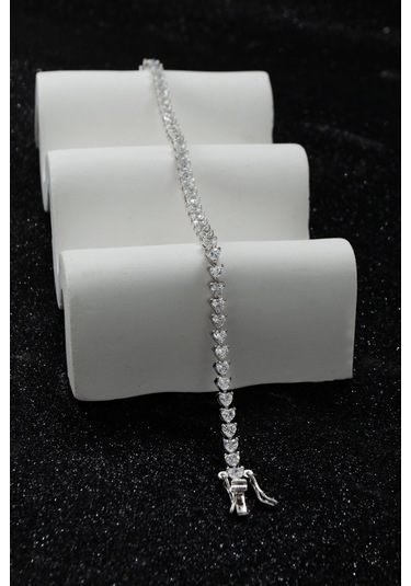 Parmas Design Su Yolu Kalp Taşlı 925 Ayar Kadın Bileklik