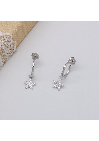 Yıldız Model-2 925 Ayar Gümüş Zirkon Taşlı Kadın Küpe Gümüş