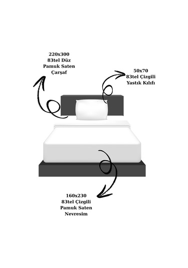 Lumira Çizgili Pamuk Nevresim Takımı Tek Kişilik Premium 83 Tel Otel Serisi 160x230 Beyaz