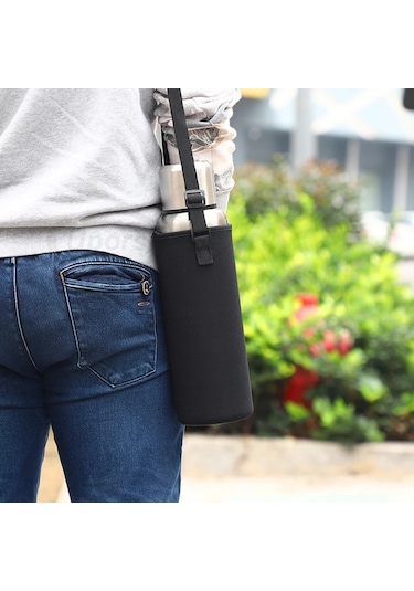 Büyük Kapasiteli Paslanmaz Çelik Termos Taşınabilir Yalıtımlı Termos Şişesi 1000 Ml Siyah